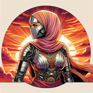 Beautiful South Asian Woman in Majestic Robe Armor | Sunset Anime Art