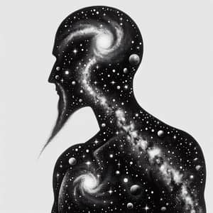 Cosmic Human Figure: Starry Cosmos Depiction