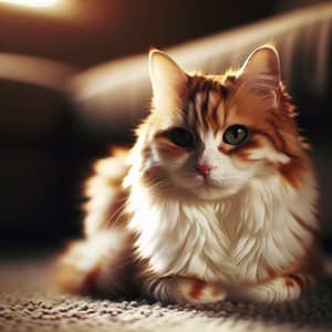 Tranquil Domestic Feline with Orange and White Fur