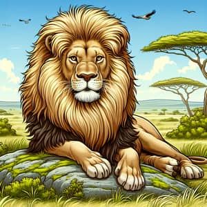 Majestic Male Lion in Natural Habitat