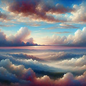 Soft Realistic Sunset Sky with White-Blue, Pink, Orange Clouds