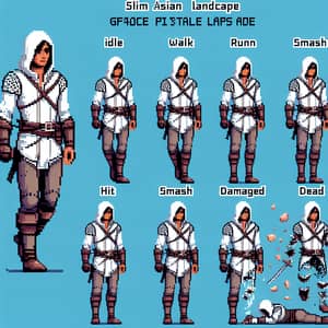 Pixel Art Medieval Assassin Character Poses