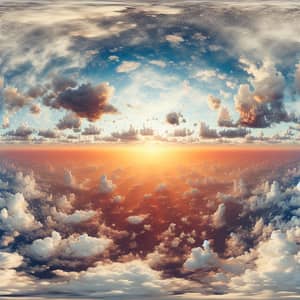 Realistic Sunset Sky with Multicolored Small Clouds