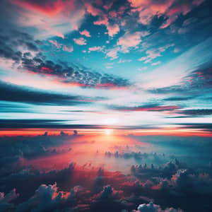 Breathtaking Sunset Sky with White-Blue, Pink, Orange Clouds