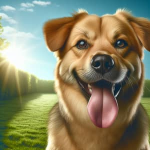 Happy Medium-sized Dog with Golden-Brown Coat and Playful Expression