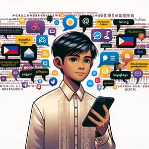 Modern Filipino Boy in Iconic Social Media Scene