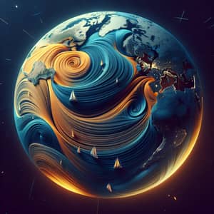 Coriolis Effect Art: Earth from Space with Trade Winds & Ocean Currents