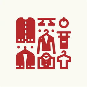 Minimalist Clothing & Accessories Icon in Red Color - 180x180 Pixels