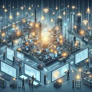 Industrial IoT Setup Illustration: Future Tech in Manufacturing
