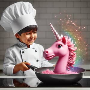Playful Chef Baking Pink Toy Unicorn - Magical Kitchen Fun