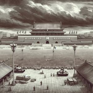 Historical Scene from Tiananmen Square June 4, 1989