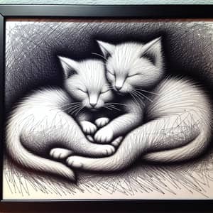 Cuddling Cats Drawing - One Unbroken Line Artwork