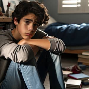 Thoughtful Hispanic Adolescent Boy Contemplating Future