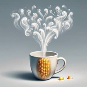 Captivating Image: Single Corn Kernel, Steam Shapes in Cup