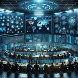 Futuristic Network Security Command Centre | Cyber Threat Detection