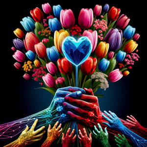 Heartfelt Tulip Dreams - Vibrant Bouquet & Nurturing Hands