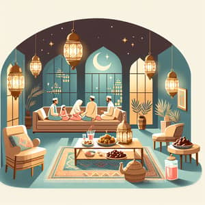 Traditional Middle Eastern Home Ramadan Illustration
