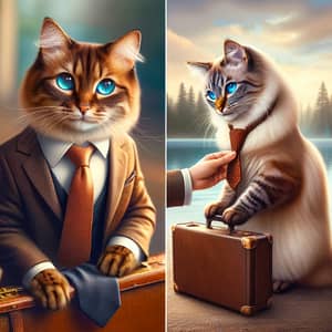 Elegant Male and Graceful Female Cats on Their Journey