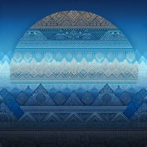 Intricate Hand-Woven Textile Pattern on Gradient Blue Background