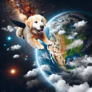 Dog Flying Around Earth - Amazing Pet Adventure