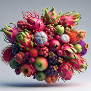 Exotic & Juicy Fruits Bouquet: 3D Rendered Visual Delight