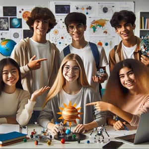 Teenage Students Celebrating Successful Science Project