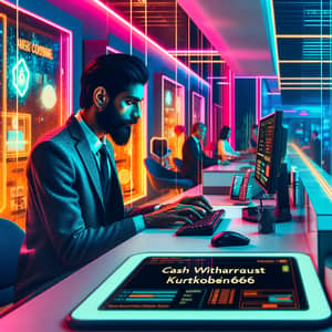 South Asian Bank Teller in Cyberpunk Office | KurtKobein666
