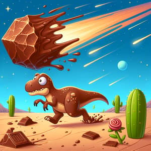 Dinosaur Escaping Chocolate Meteor