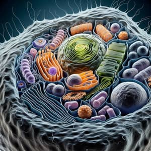Detailed Animal Cell Visualization with Nucleus, Mitochondria, Ribosomes