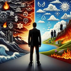 Facing a Decision: Good vs. Evil Symbols
