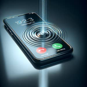 Vibrating Modern Cell Phone Displaying Incoming Call Notification