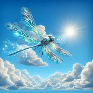 Iridescent Dragonfly in Mid-Flight - Serene Nature Ballet