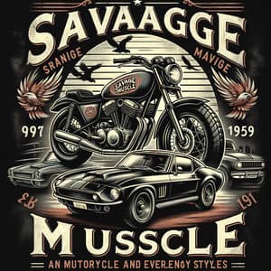Savage Muscle Vintage Motorbike T-Shirt Design