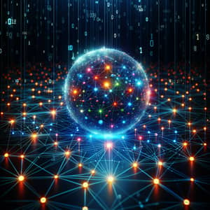 Global Internet Network | Main Server Sphere & Glowing Nodes