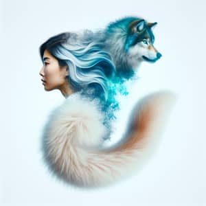 Wolf Woman Transformation | Light Blue Hair & Two Tails