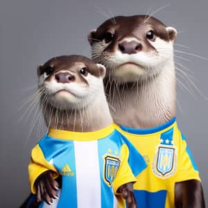 Otter in Blue and Yellow Soccer Jersey - Shop Now!