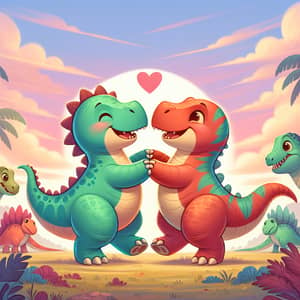 Cute Hugging Dinosaur Couples | Sweet Prehistoric Scene