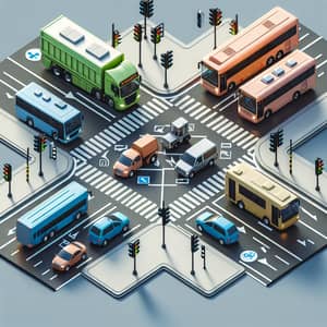 Crossroads Traffic Communication: Buses, Sanitation and Heavy Trucks