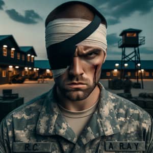 Menacing Military Man on Base | Intense Army Officer Portrait