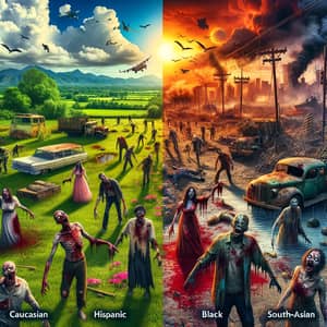 Summer Zombie Apocalypse: Diverse Undead in Grim Reality