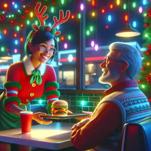 Festively Decorated Fast Food Restaurant | Christmas Theme