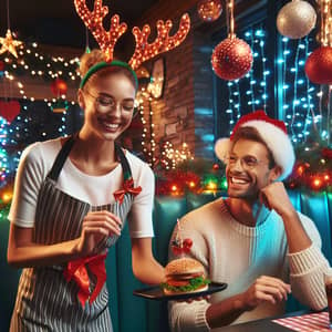 Cozy Fast Food Restaurant | Festive Christmas Decor & Juicy Hamburgers