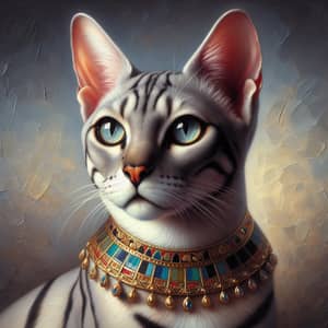 Realistic Egyptian Cat Oil Painting