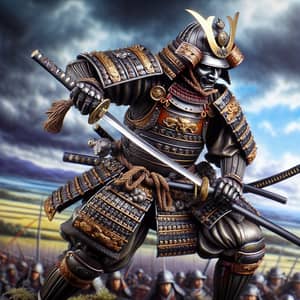 Japanese Samurai Warrior in Battle | Traditional Armor & Katana