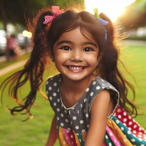Adorable South Asian Girl Playing in Colorful Park