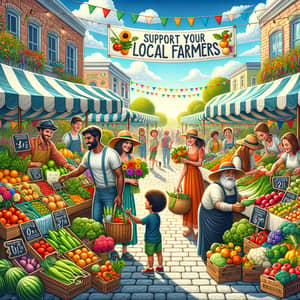 Vibrant Farmers Market Scene | Local Produce & Florist Stalls