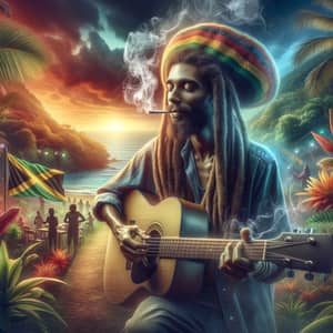 Charismatic Bob Marley: Musician in Vibrant Jamaican Setting