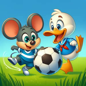 Cute Mickey Mouse and Duck Playing Football | Fun Game