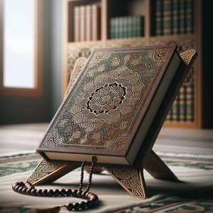 Beautifully Adorned Quran on Ornate Stand | Islamic Art