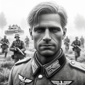 World War II German Lieutenant on Battlefield | Historic Image